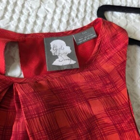 Girls From Savoy Silk Dress Feminine flared skirt with tie back  Size 6 - Picture 4 of 6